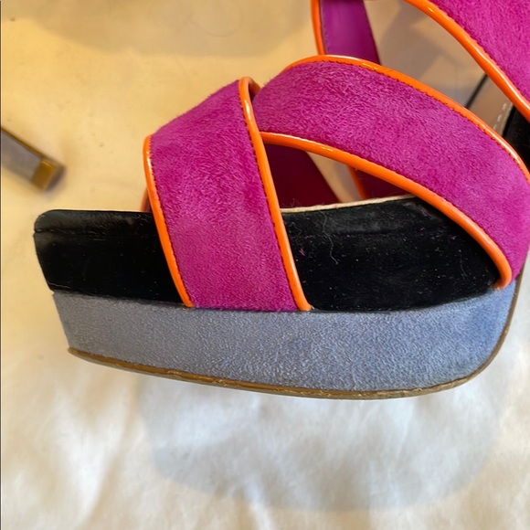 Stylish Pink and Orange Strappy  Platform Heels - Picture 13 of 14